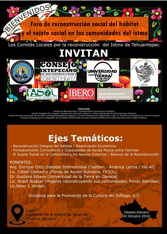 Foro de Reconstrucción social del hábitat y el sujeto social en las comunidades del istmo