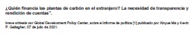¿Quién financia las plantas de carbón en el extranjero? La necesidad de transparencia y rendición de cuentas.